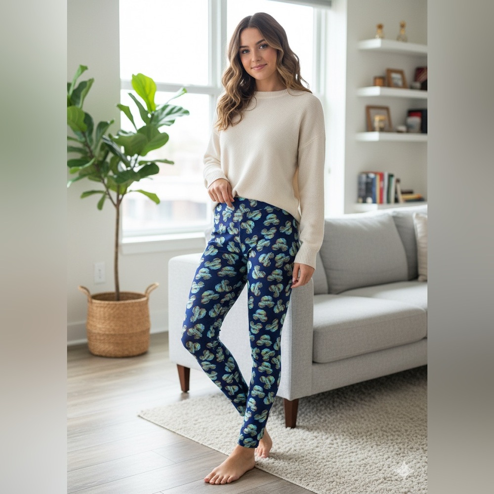 LuLaRoe x Disney Mickey Mouse Blue Patterned Leggings - OS